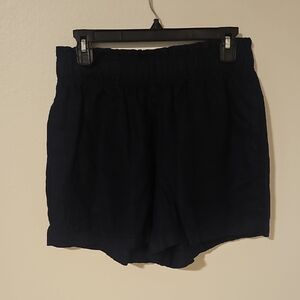 Quince Women's Navy Blue High Waist Linen Shorts Size M